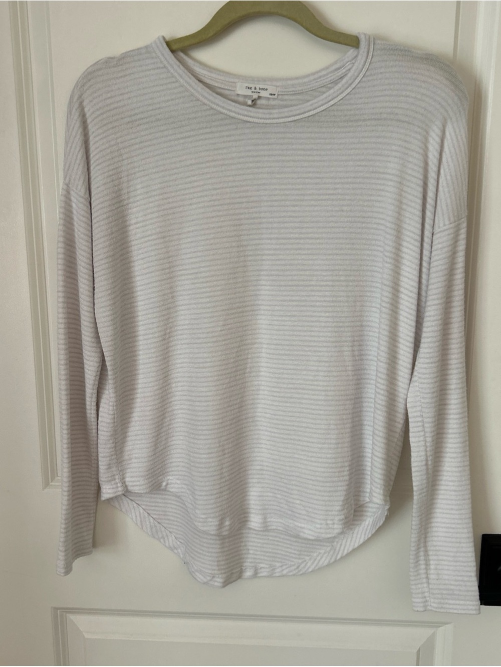Rag & Bone The Knit Striped Long Sleeve Top Lavender/White Size XS Oversized